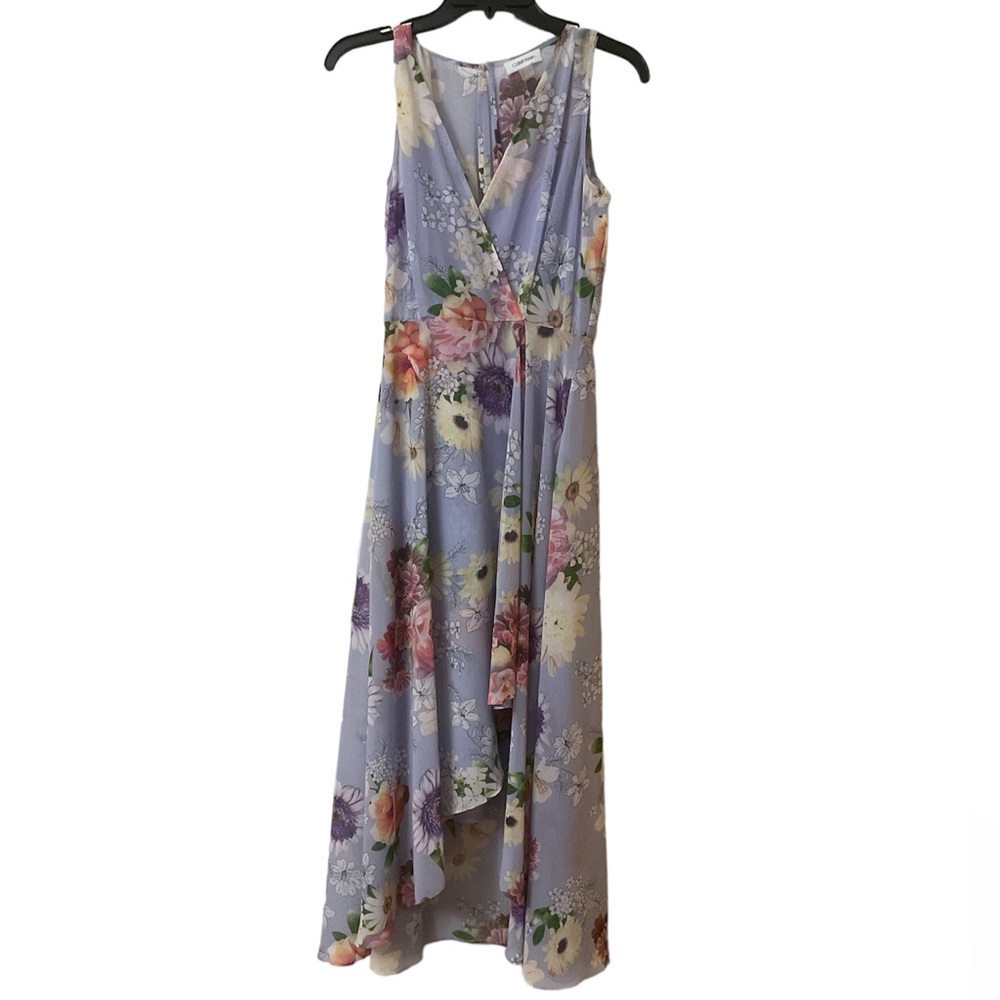 Sleeveless Lavender Floral Wrap Maxi Dress